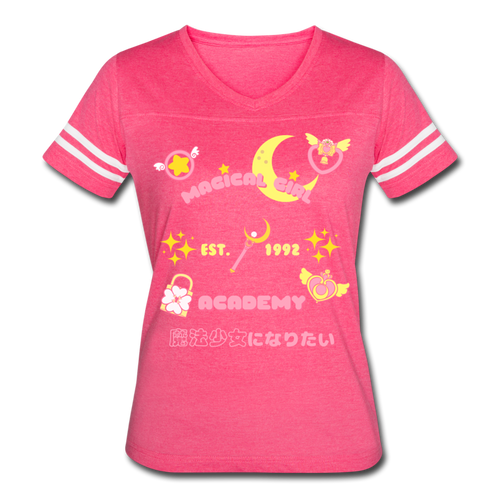 Magical Girls Academy Sporty Tee - vintage pink/white